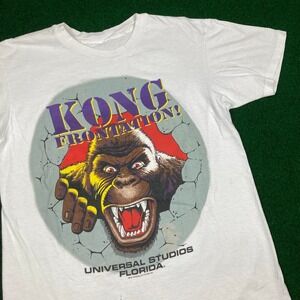 Vintage King Kong Frontation Shirt Mens M White 1991 Universal Thrashed 90s USA